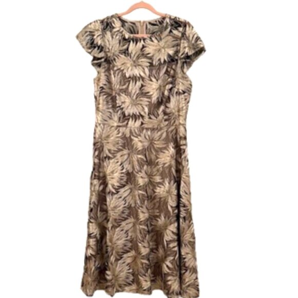 Antonio Melani Metallic Gold Floral Jacquard Dress | Size 10 - Picture 3 of 8